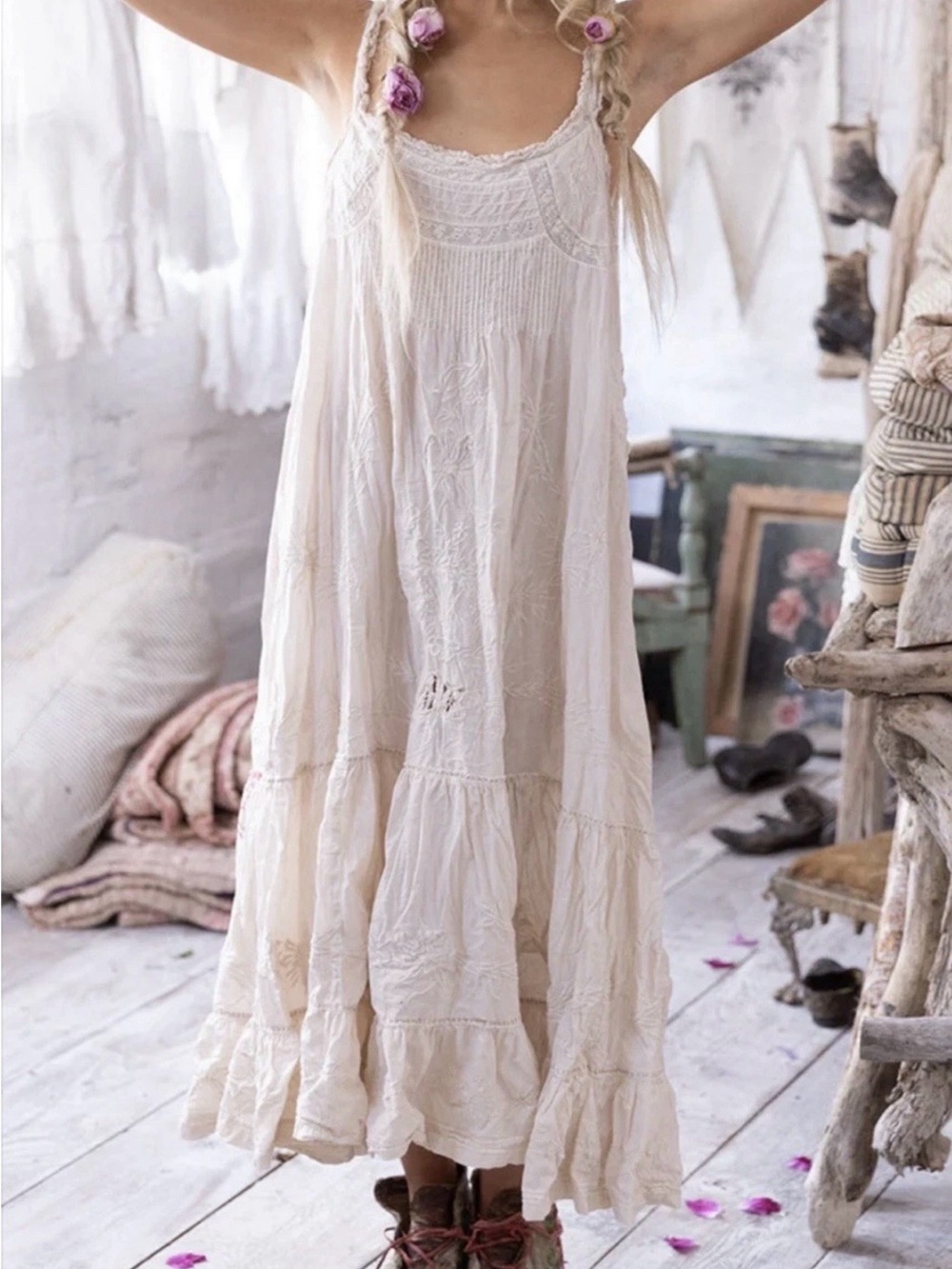 Magnolia Pearl Embroidered Clementine Tiered Slip- Style 191 “Moonlight “